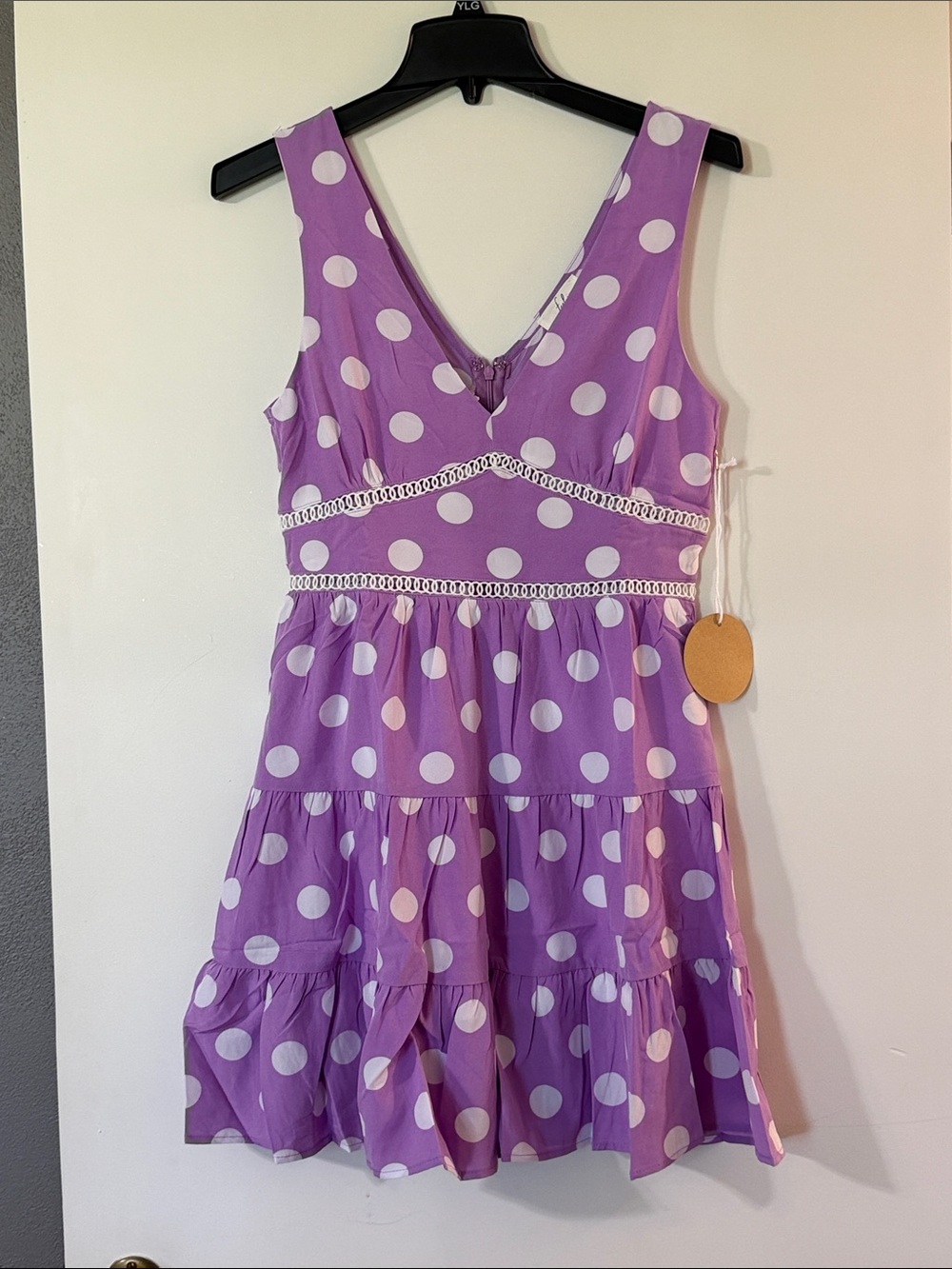 Lavender Polka Dot Tiered Sleeveless Sundress